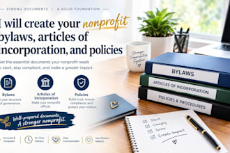create nonprofit bylaws articles of incorporation and policies