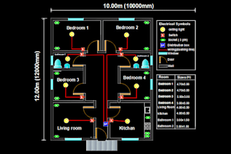 create 2d residential electrical wiring plan in cad