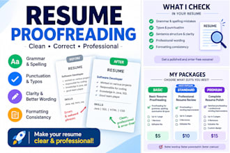 proofread and improve your resume for grammar, clarity and errors
