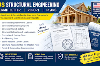 prepare US structural engineer permit letter, engineer report, structural plan