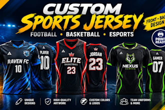 design custom sports jersey, football, basketball and esports uniform