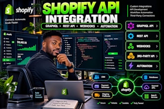 integrate shopify api, graphql, rest api, webhooks and automation