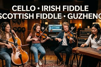 play cello, irish fiddle, scottish fiddle, guzheng for your song