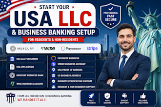 do USA bank creation, open mercury, wise, stripe for llc USA proof of address