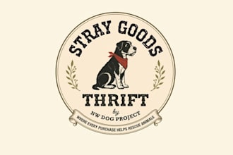 design a vintage inspired thrift store rescue animal logo
