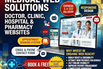 create a medical healthcare center, doctor clinic, hospital, or pharmacy website