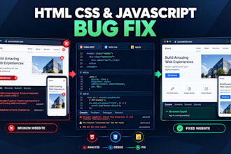fix HTML CSS javascript bugs and responsive issues