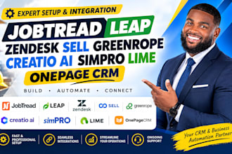 setup jobtread leap zendesk sell greenrope creatio ai simpro lime onepage crm