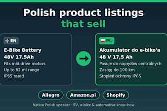 do english to polish translation of ebike, ev and car product listings