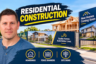 design residential construction hoarding, fence banner and property site signage