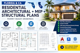 draw florida and ca architectural, mep, structural plans