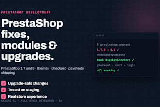 fix, customize or upgrade your prestashop store