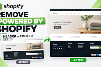 remove powered by shopify and customize your header and footer