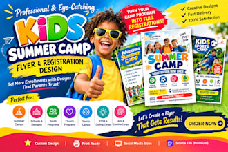 kids summer camp flyer registration enrollment flyer design