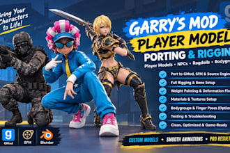 port and rig custom 3d player models for garrys mod gmod