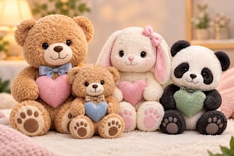 design custom plushie and stuffed animal character designs