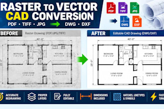 convert PDF jpg tiff drawings to autocad dwg or dxf