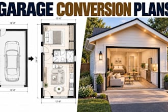 design garage conversion plans residential floor plan 3d rendering