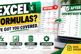 create formulas, pivot tables and automated spreadsheets