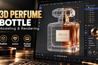 create 3d perfume bottle modeling and realistic cosmetic product rendering
