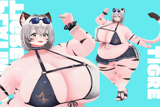 custom vrchat avatar, furry nsfw avatar, vr character, anime avatar, vrm avatar