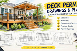 create deck permit, blueprint and construction drawings