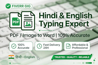 do fast hindi and english typing pdf to word image to text data entry