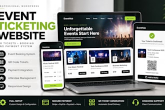 create wordpress event ticketing website, qr tickets, booking and payment system