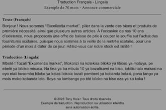 translate your french texts into lingala