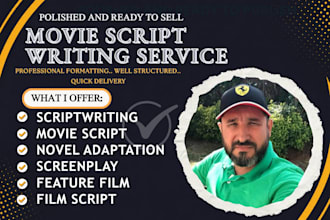 write screenplay, movie script, film script, tv series, novel adaptation, pilot