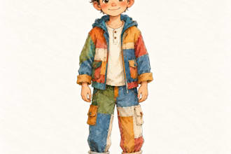 create a hand drawn childrens book character turnaround and model sheet