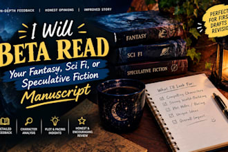 beta read your fantasy, sci fi, or speculative fiction manuscript