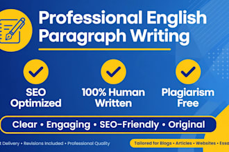write SEO optimized english paragraph, article and blog post