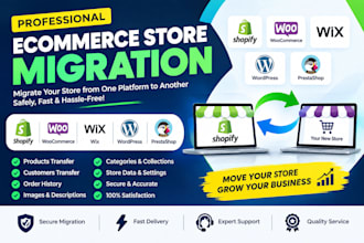 migrate shopify woocommerce wix wordpress prestashop store products customers
