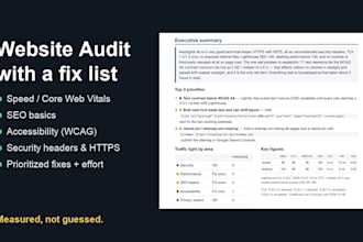 audit your website speed, seo, accessibility and security with a fix list