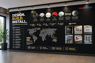 design high quality trade show booth, backdrop, banner,wall graphics and signage