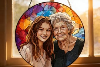 draw fantasy stained glass digital art and ai art of your character