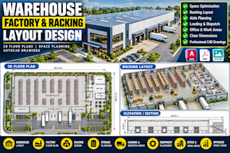 design warehouse, factory, racking and distribution center 2d floor plans