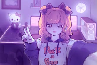 draw cute anime girl, kawaii chibi or aesthetic art