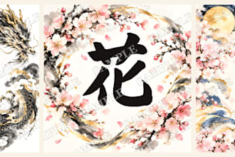 create beautiful japanese calligraphy digital art