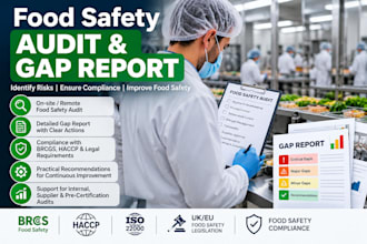 conduct a food safety audit and provide a detailed gap report