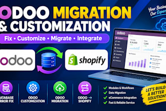 do odoo migration odoo customization design odoo database fix shopify migration