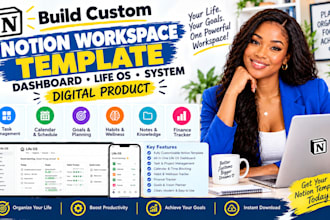 build custom notion workspace template dashboard life os system digital product