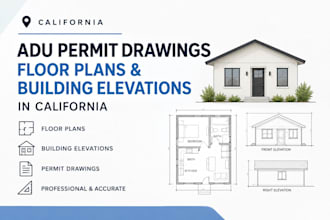 prepare adu permit drawings floor plans and building elevations in california