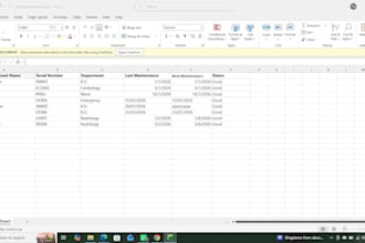 create medical equipment inventory and maintenance sheets