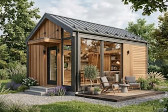 create 3d tiny house, compact home, prefab home, modular house and cabin design