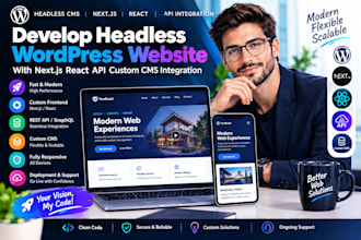 develop headless wordpress website with next js react API custom cms integration