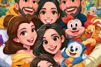 make a disney cartoon illustration
