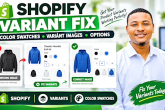 fix shopify product variants, color swatches, variant images and options