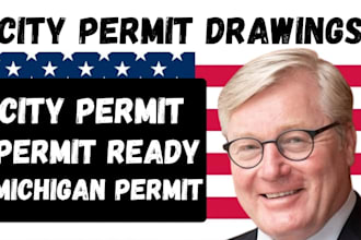 do michigan city permit drawings set, building plans and structural design plan